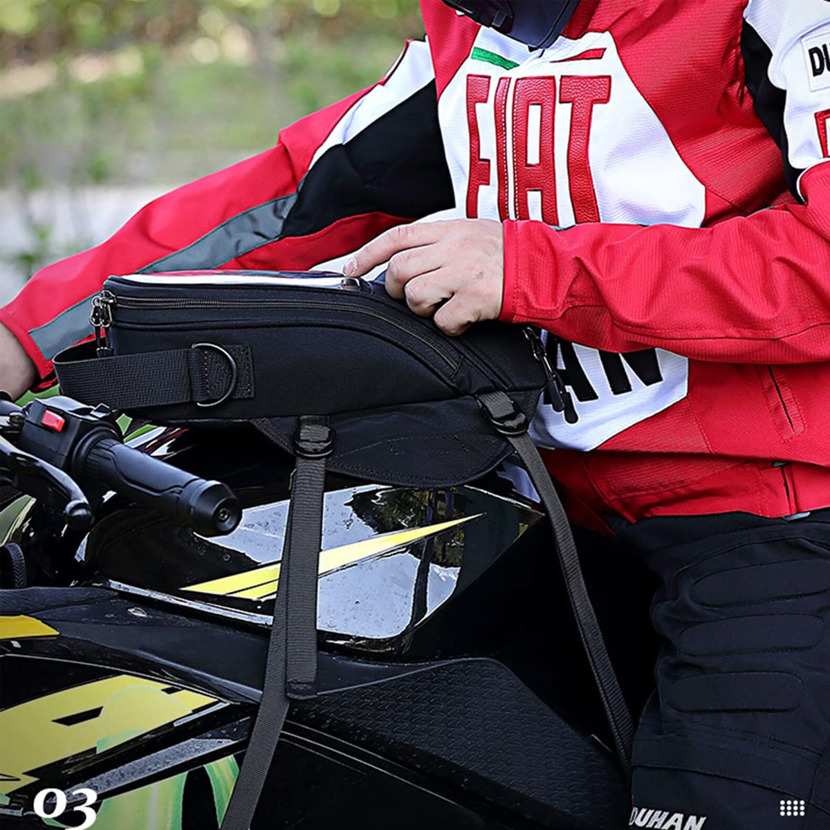 Optifit Tank Bag for Bike Riding with Rain Cover and Large TPU Touchscreen Window for Phone, Large Capacity and Waterproof Oxford-Cloth Motorcycle Tank Bag for All Motorcycles with Metal Tank Optifit Tank Bag for Bike Riding with Rain Cover and Large TPU Touchscreen Window for Phone, Large Capacity and Waterproof Oxford-Cloth Motorcycle Tank Bag for All Motorcycles with Metal Tank